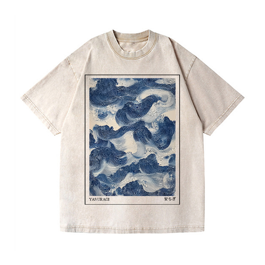 Yasuragi Wave Vintage Wash Japanese Design T-Shirt