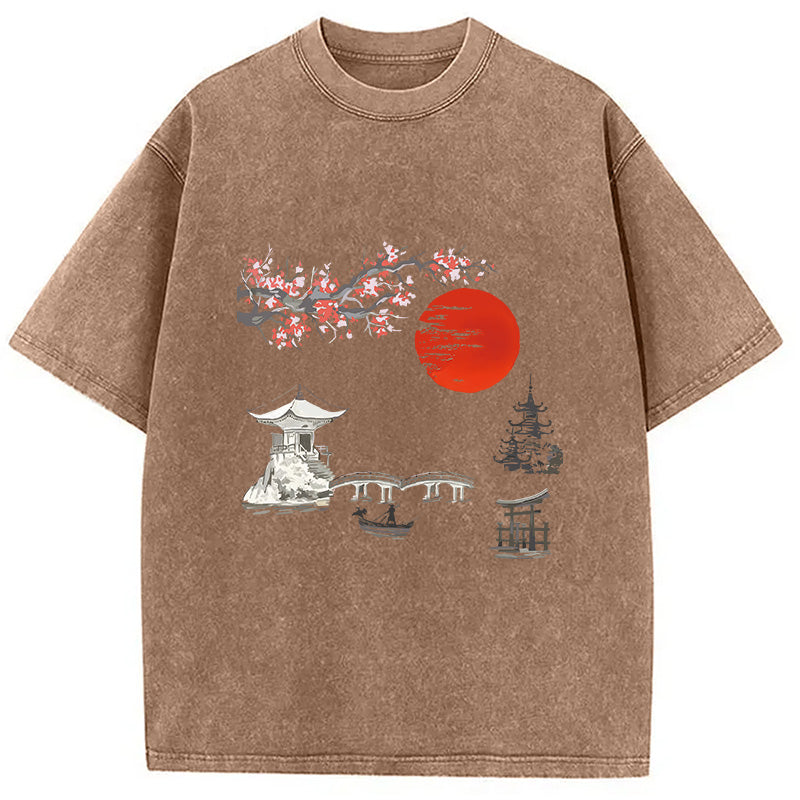 Japanese temple Washed T-Shirt