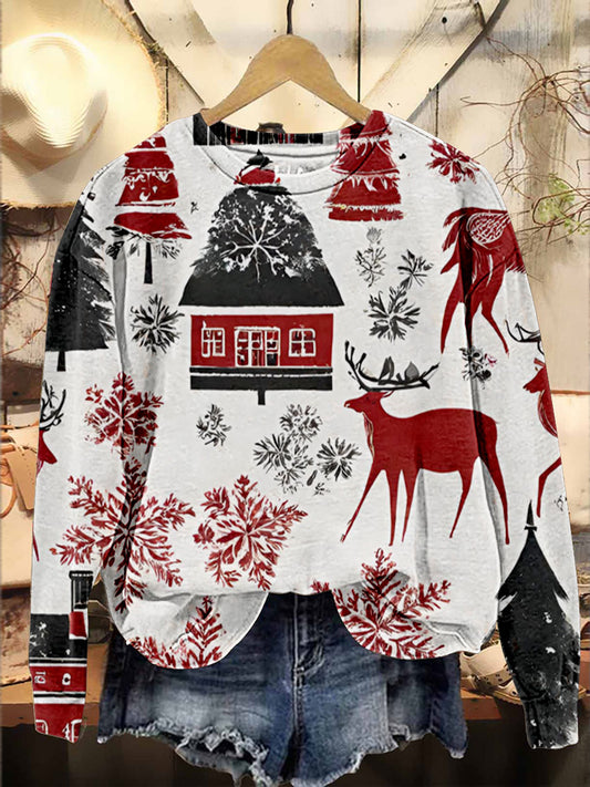 Christmas Holiday Casual Print Sweatshirt