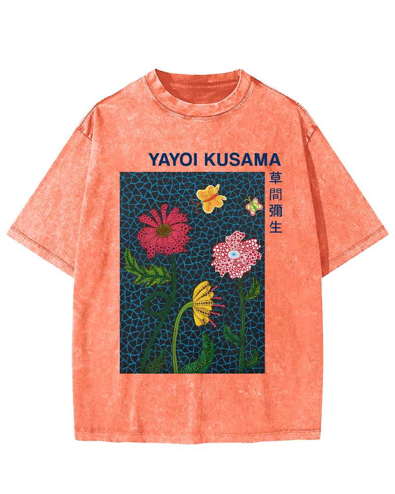 Yayoi Kusama Flower Art Vintage Washed T-shirt