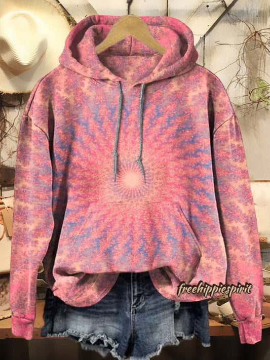 Vintage Kaleidoscope Tie Dye Print Casual Hoodie Sweatshirt