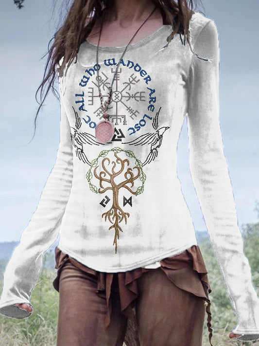 Viking Rune Embroidery Pattern Women's  Shirt