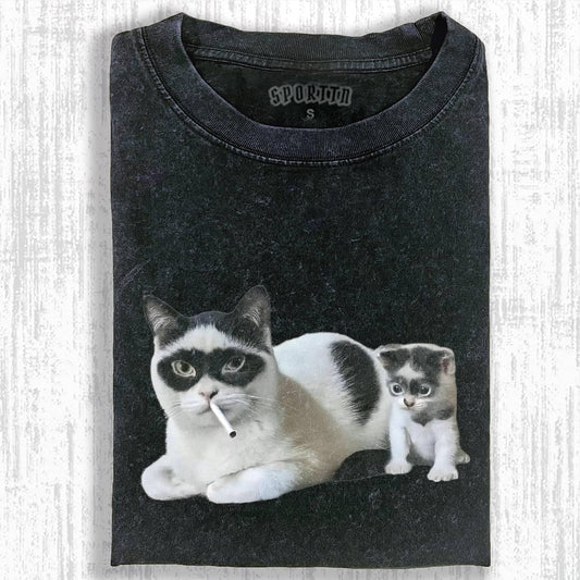 SMOKING CAT MEME T-SHIRT
