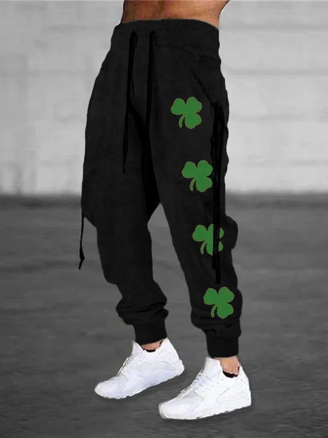 Men's St. Patrick's Day Shamrock Print Casual Pants