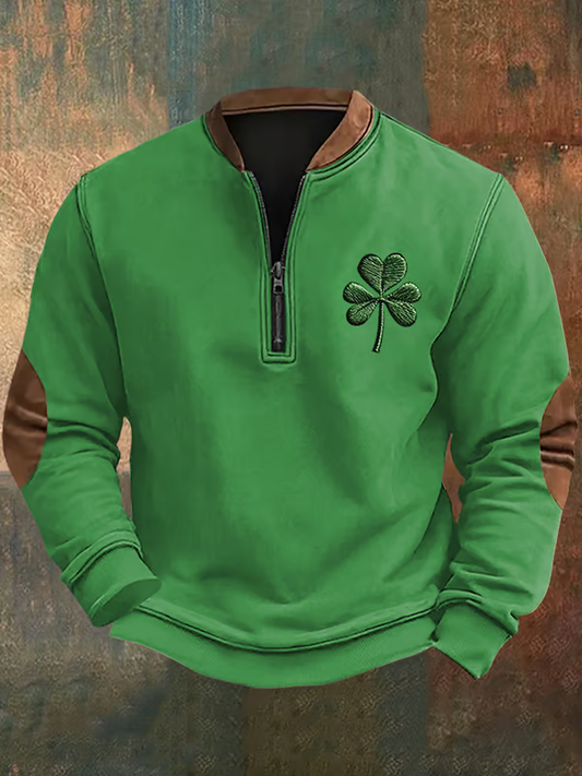 Men's St. Patrick's Day Print Zip-Up Sweatshirt