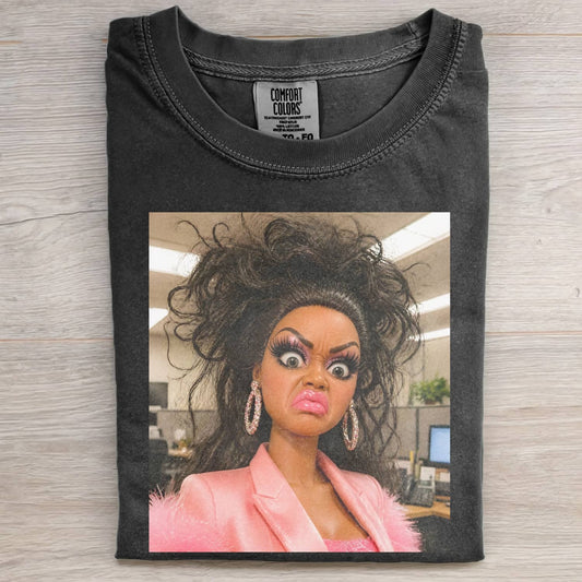 MOOD DOLL GIRL FUNNY FACE MEME TEE