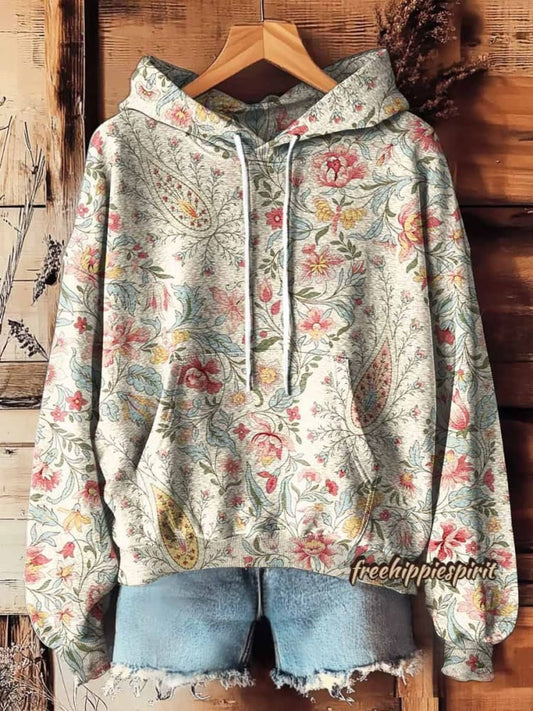 Vintage Paisley Print Casual Hoodie Sweatshirt