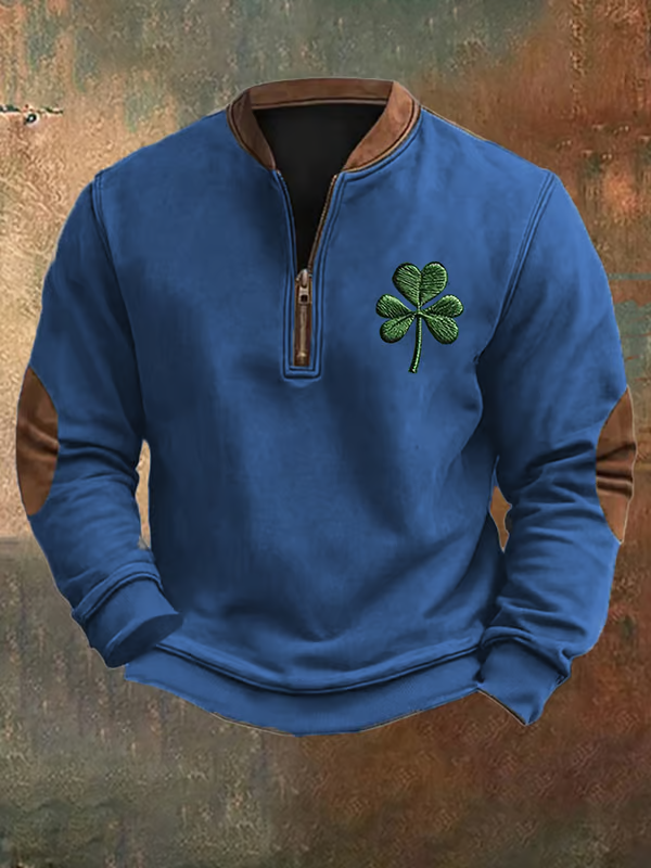 Men's St. Patrick's Day Print Zip-Up Sweatshirt