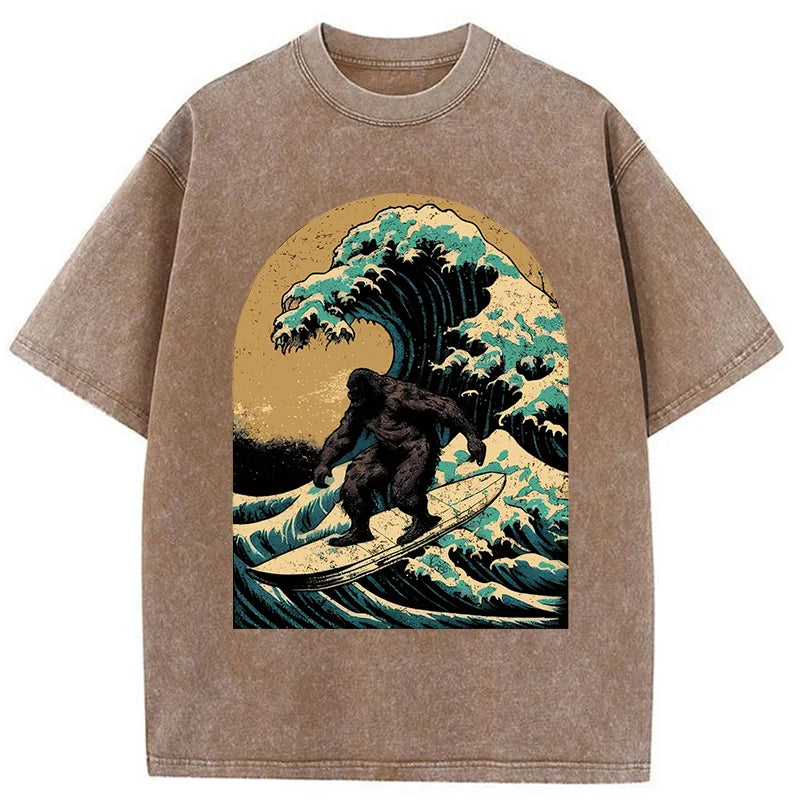 Bigfoot Surfing Washed T-Shirt