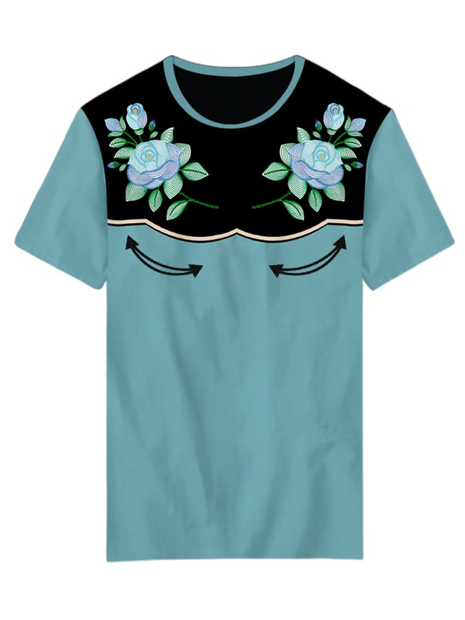 Women's Classic Vintage Botanical Print Crew Neck T-shirt