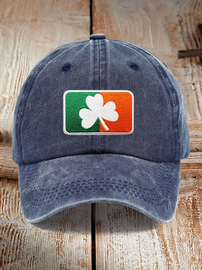 Unisex Distressed Washed Cotton "St. Patrick's Day" Printed Hat