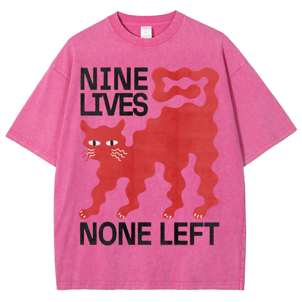 Unisex Cat Printed Washed Tee