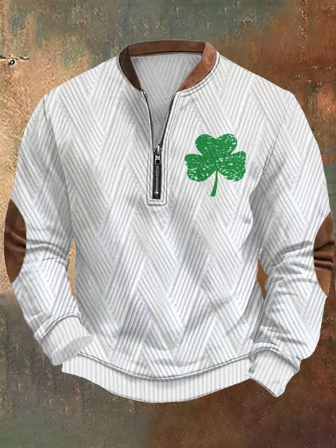 Men's St. Patrick's Day Print Zip-Up Sweatshirt