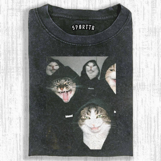 Cool and Daring Cat Group Dark - Style Trendy Cats T-shirt