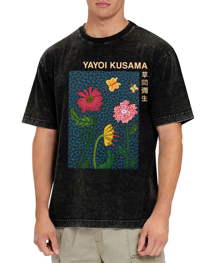 Yayoi Kusama Flower Art Vintage Washed T-shirt