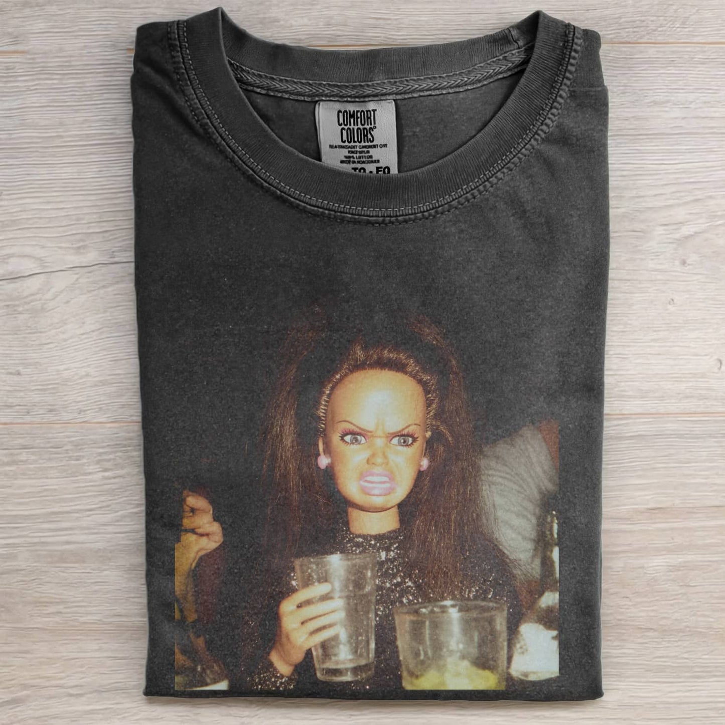 BLACK DOLL FACE MEME MOOD ICON TEE
