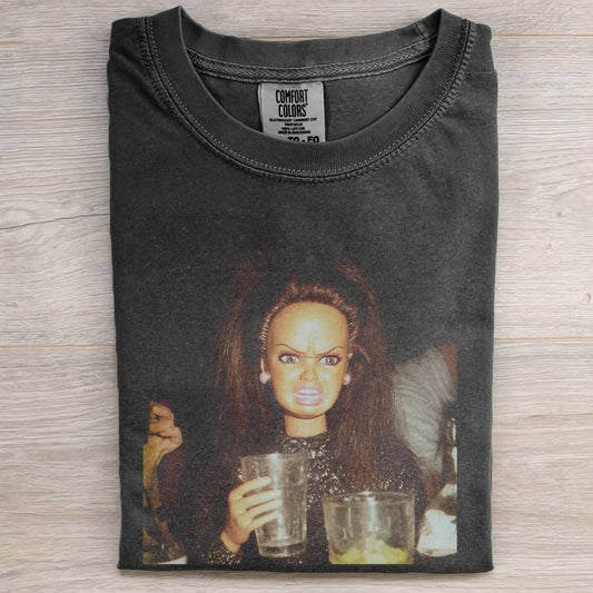 BLACK DOLL FACE MEME MOOD ICON TEE