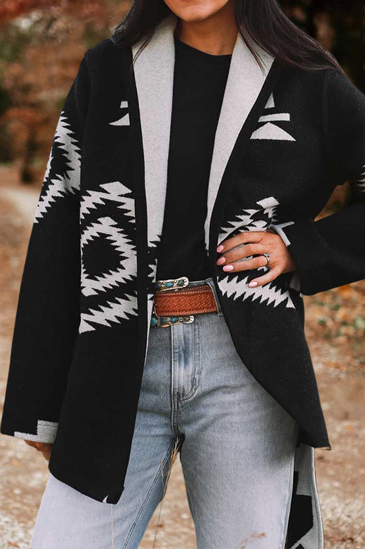 Aztec Patterned Lapel Jacket