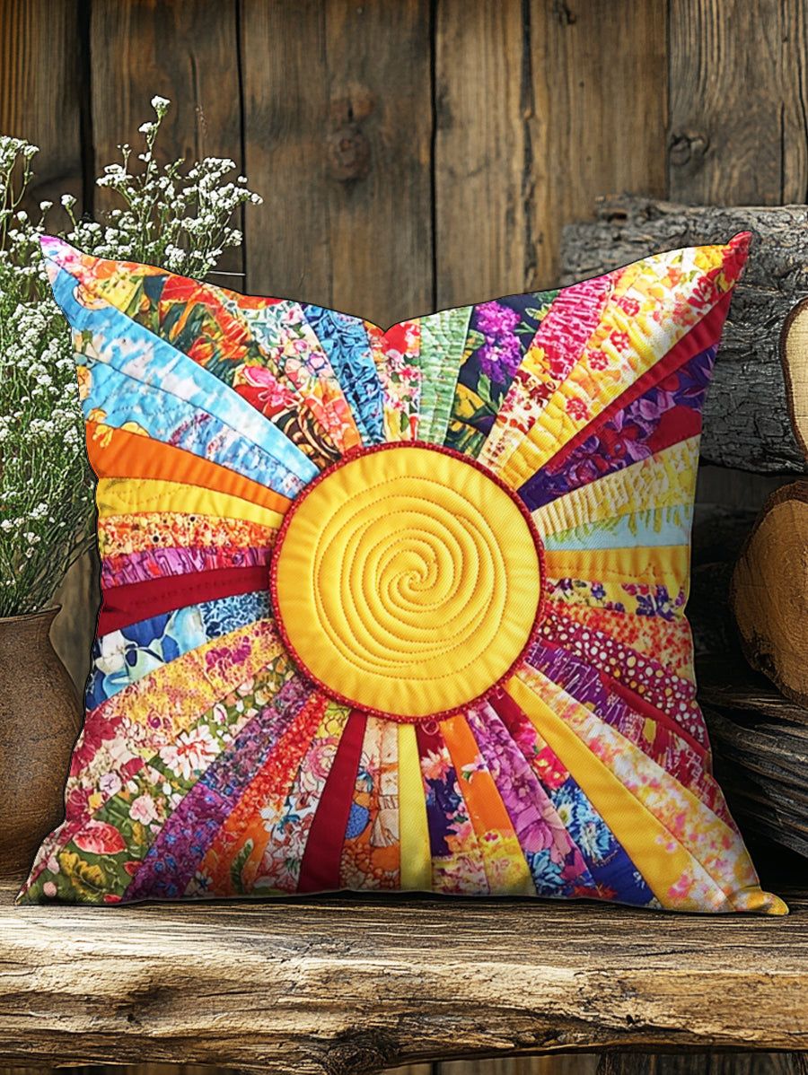 Colorful Sun Collage Art Print Casual Pillow