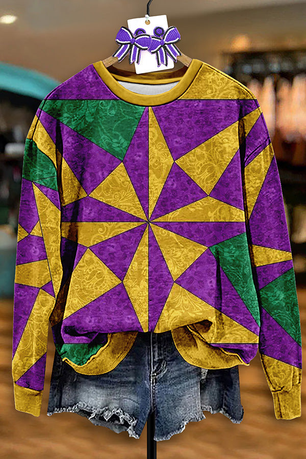 Vintage Mardi Gras Print Sweatshirt