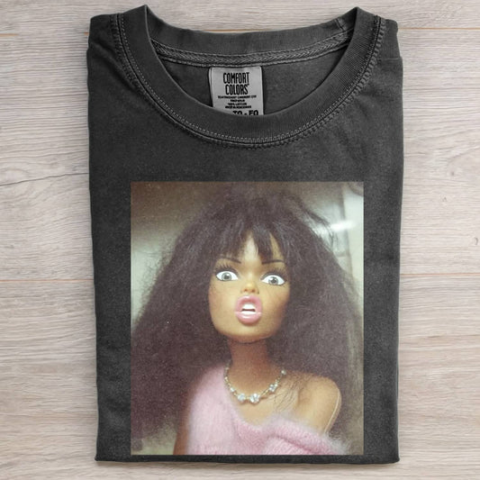 BLACK GIRL DOLL GIRL FACE MEME TEE
