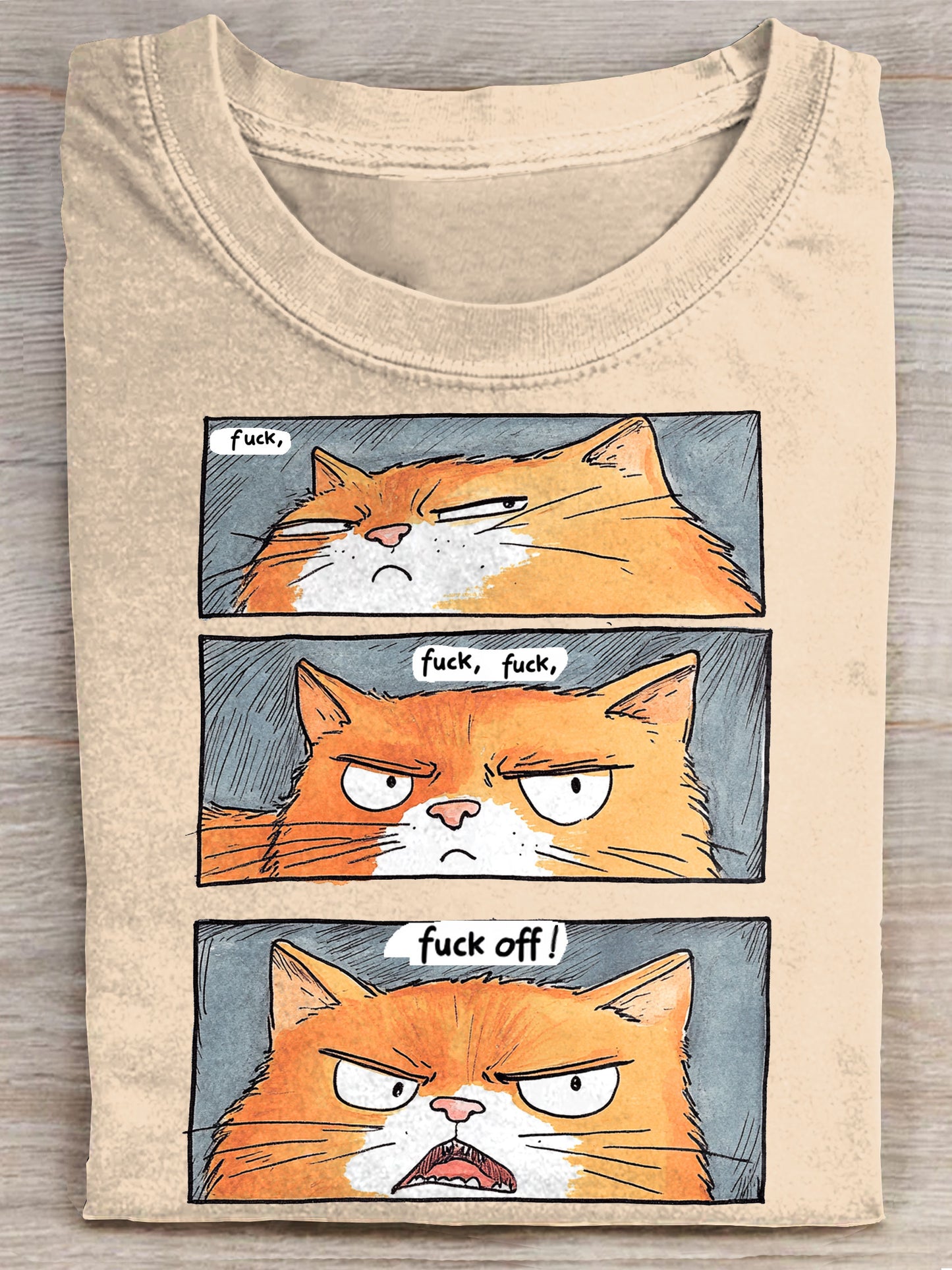 Fat Cat Funny Art Print Casaul Short Sleeve T-shirt