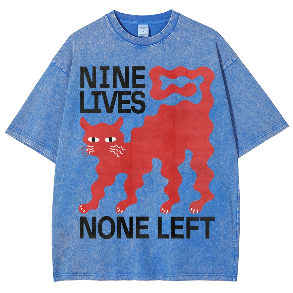 Unisex Cat Printed Washed Tee
