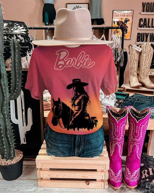 Barbie Cowgirl Crew Neck Short Sleeve T-shirt