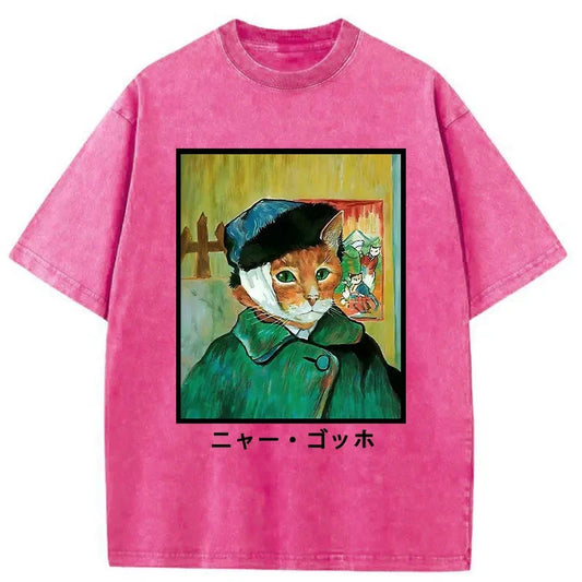 Meow Gogh Washed T-Shirt