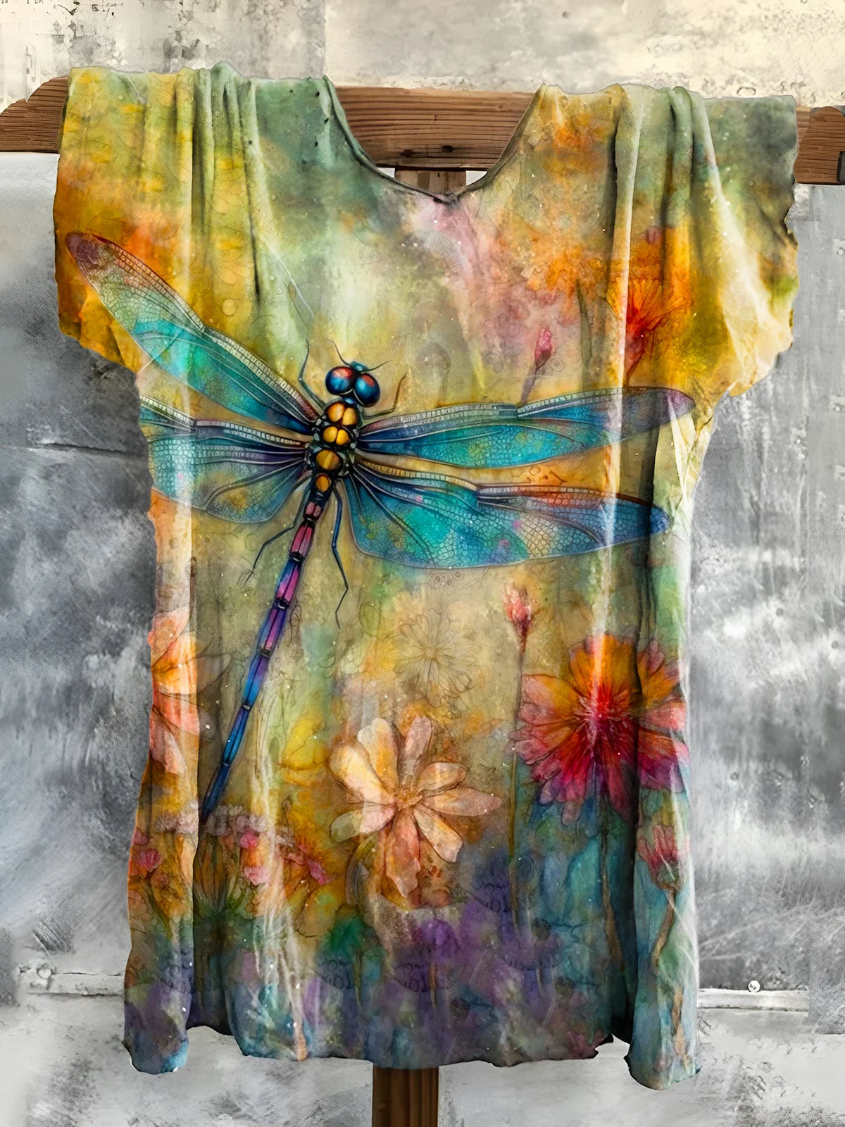 Women's Dragonfly Printed Crew Neck T-Shirt