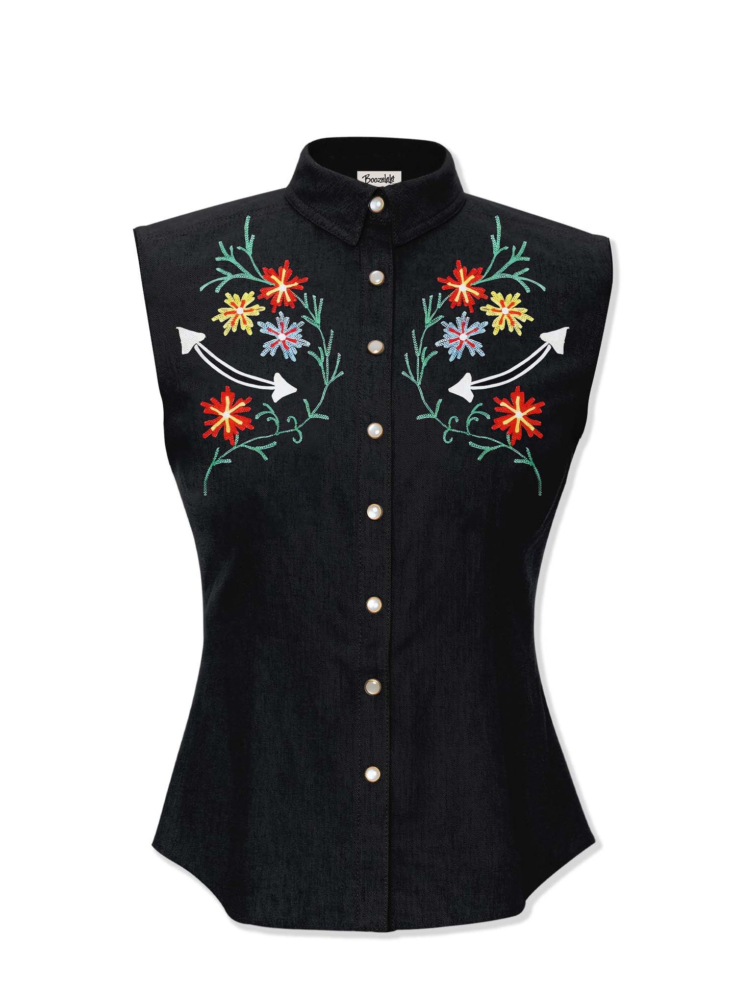 Western Vintage Flower - 100% Cotton Sleeveless Shirt