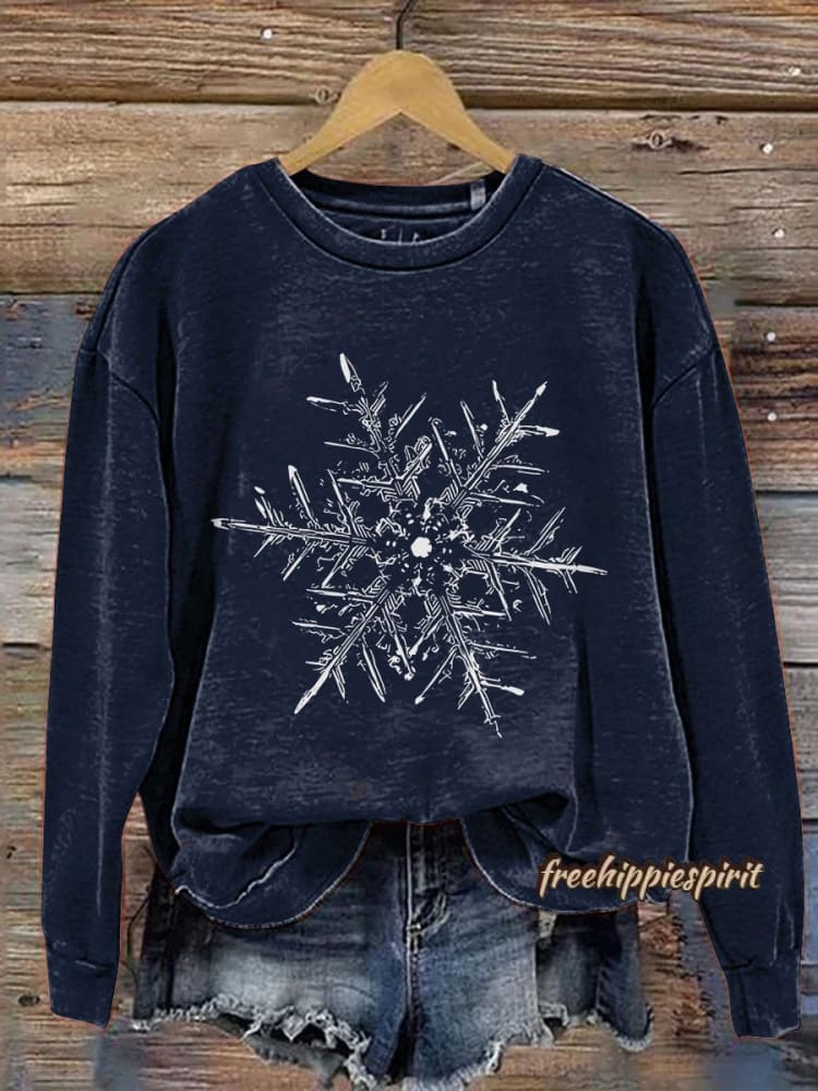 Snowflake Winter Christmas Print Casual Sweatshirt