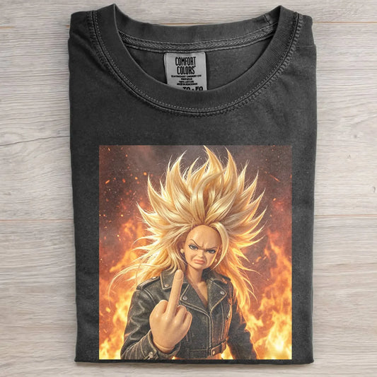 GRUMPY SAIYAN DOLL GIRL FACE MEME TEE