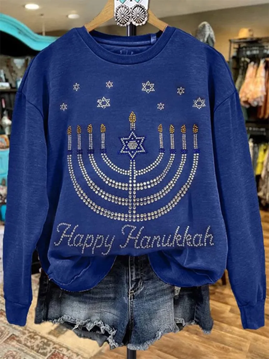 Happy Hanukkah Art Print Casual Sweatshirt