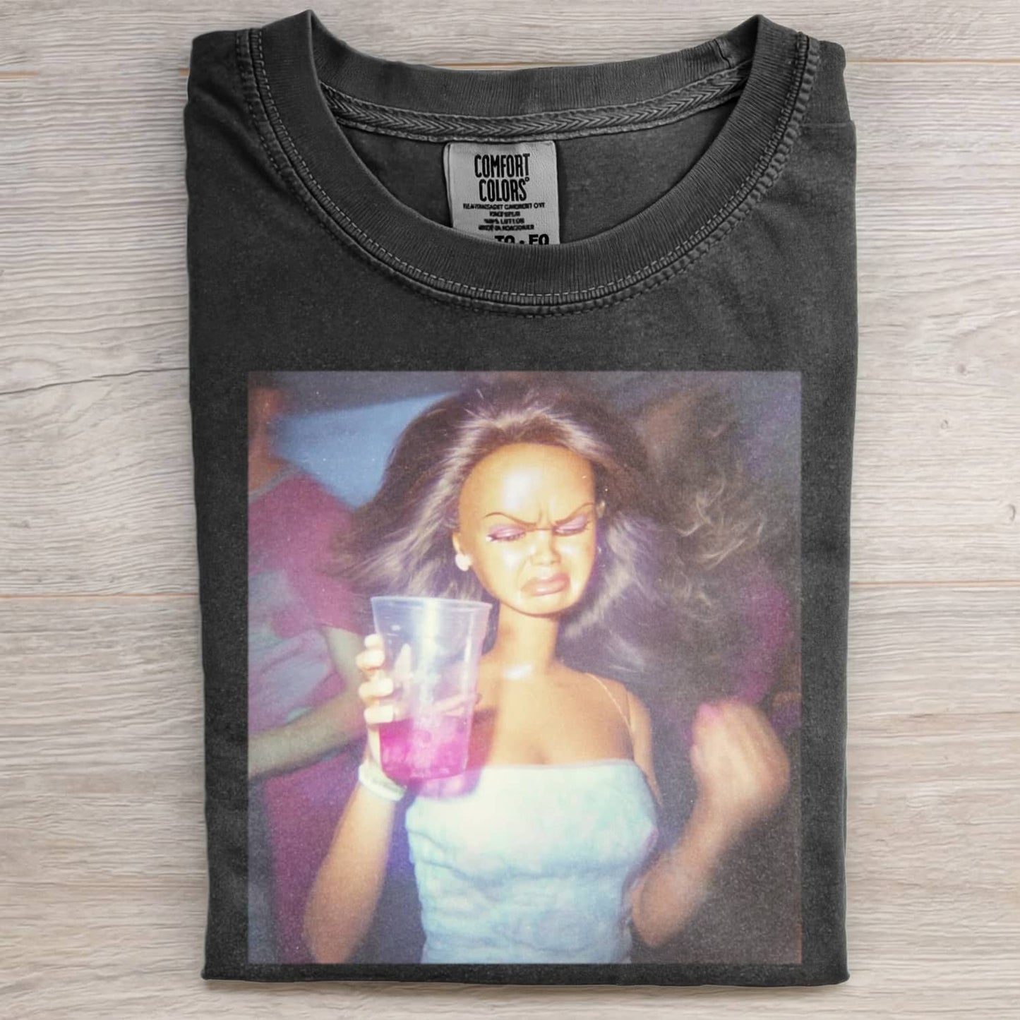 BLACK DOLL FACE MEME MOOD ICON TEE