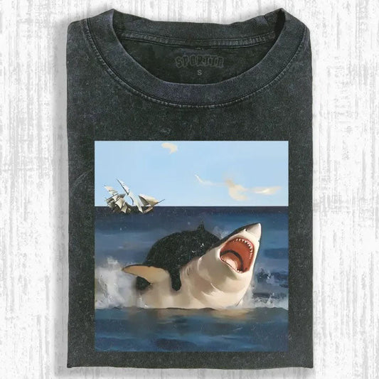 FAT CAT VS SHARK T-SHIRT