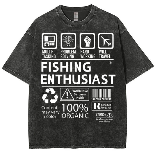 Unisex Fishing Enthusiast Printed Washed Tee