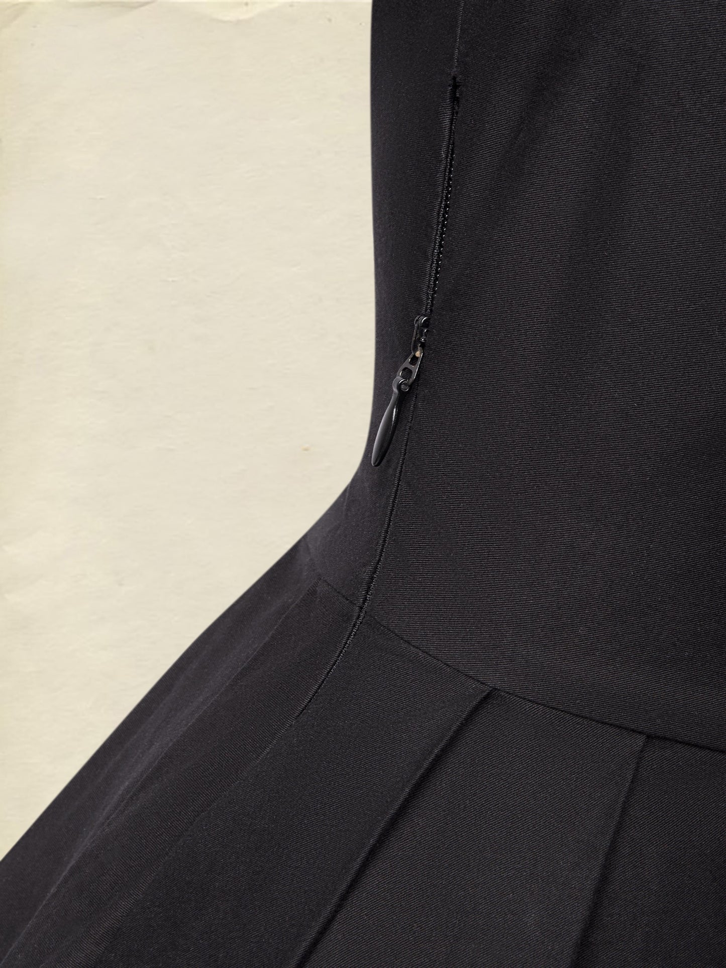 Midi Cotton Dress, Half Sleeve, Shawl Collar, Plain, Pocket Design, Vintage, Black