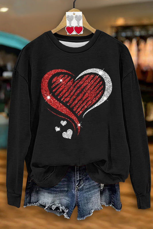 Classic Valentine's Day Heart Print Sweatshirt