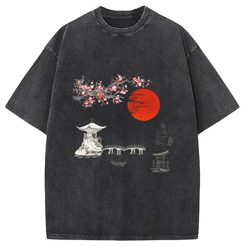 Japanese temple Washed T-Shirt