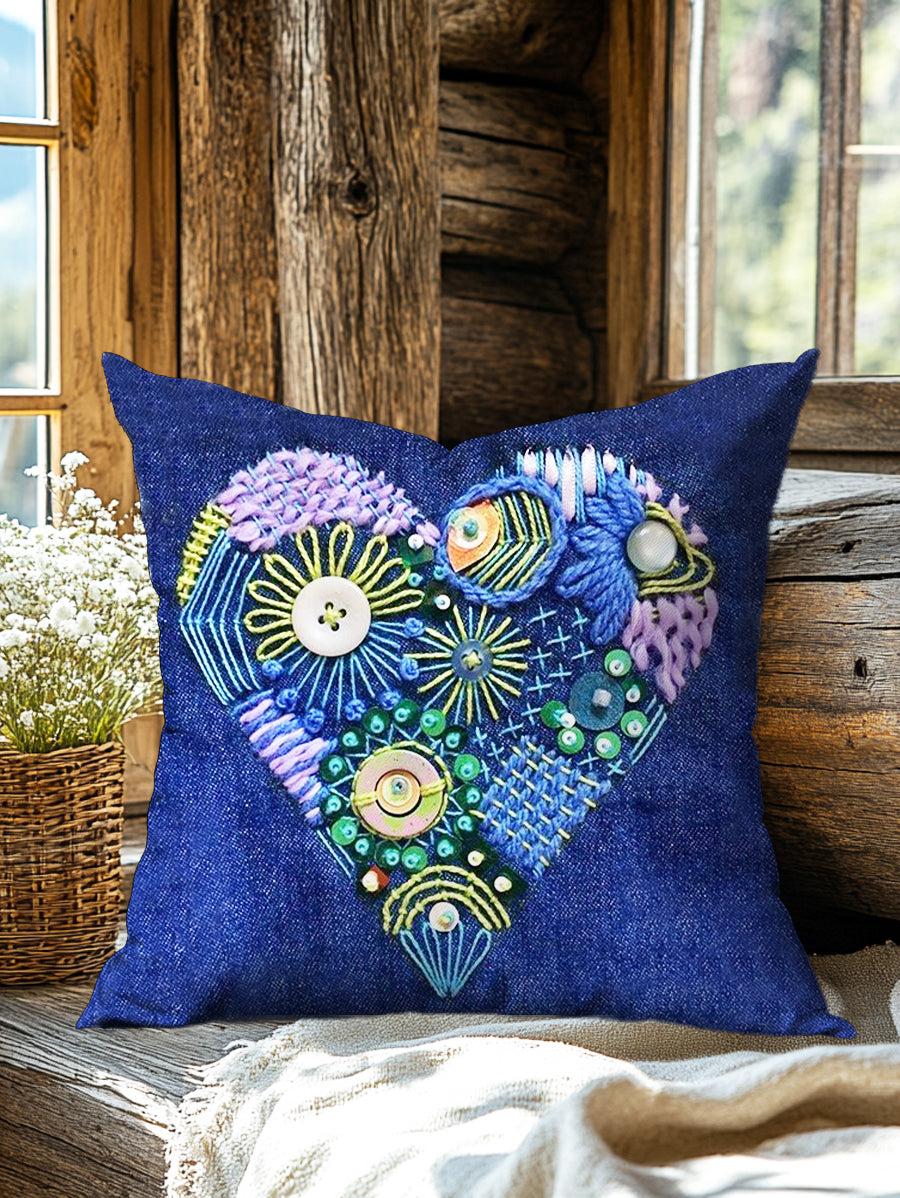 Vintage Love Patchwork Art Print Casual Pillow