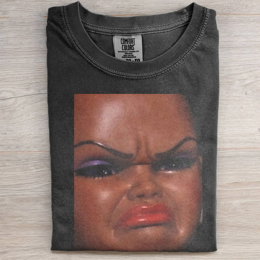 CRYING BLACK DOLL FACE SHORT-SLEEVED TEE