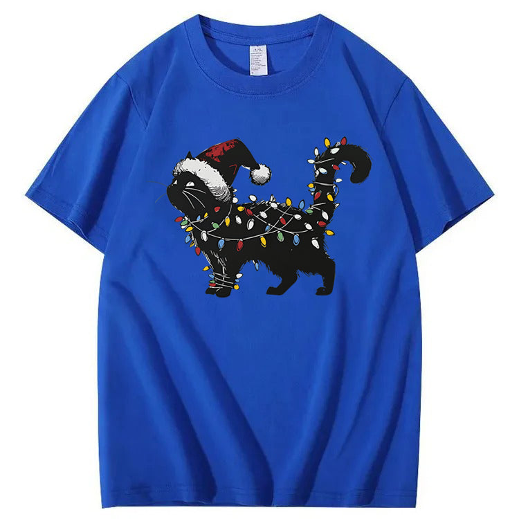 Cute Cat Christmas 100% Cotton T-Shirt
