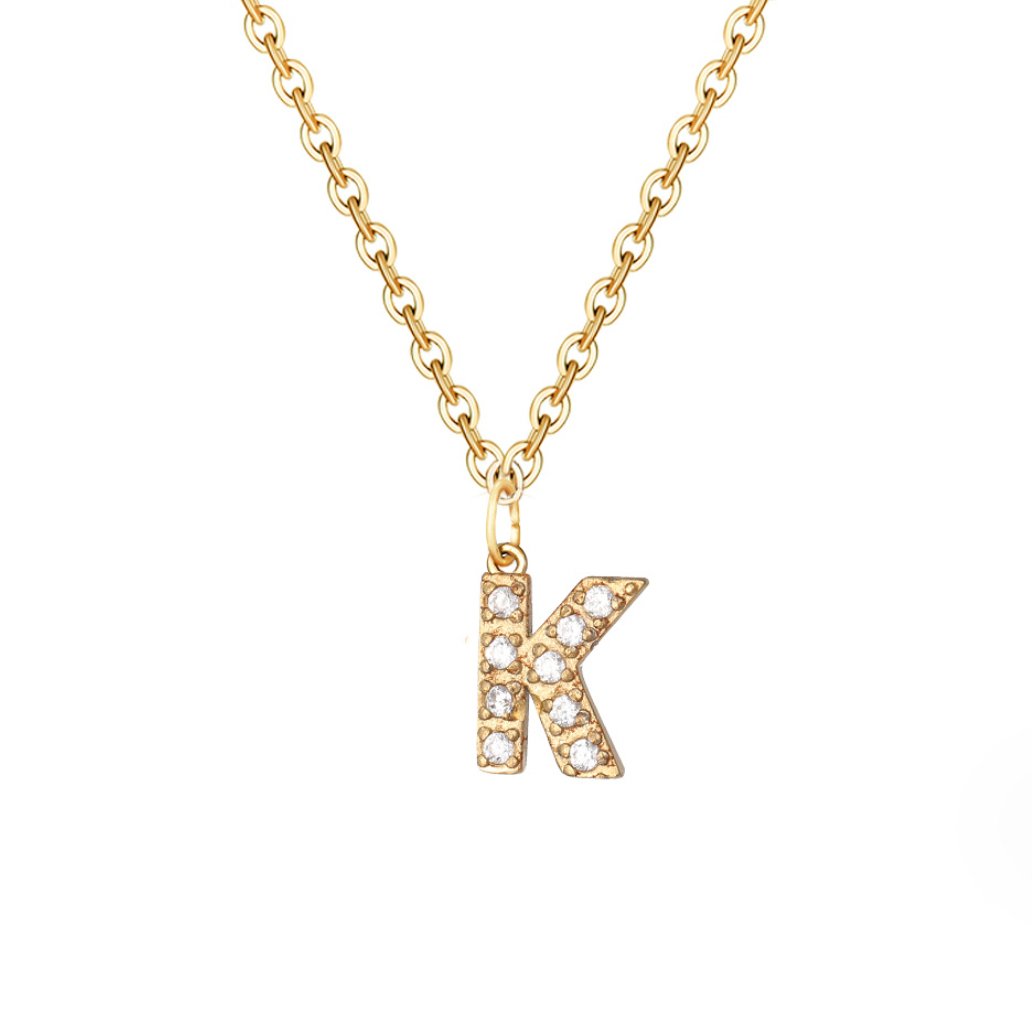 Crystal Letter Charm Necklace