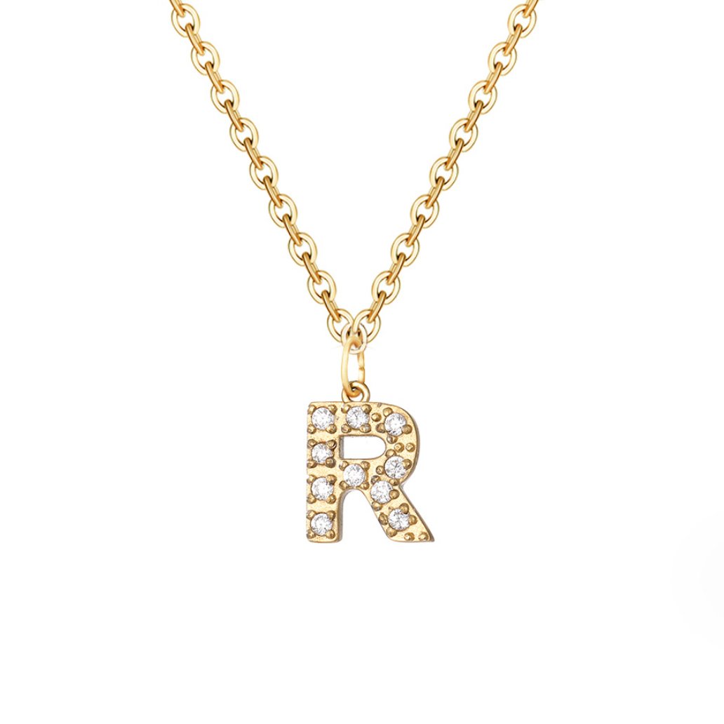 Crystal Letter Charm Necklace