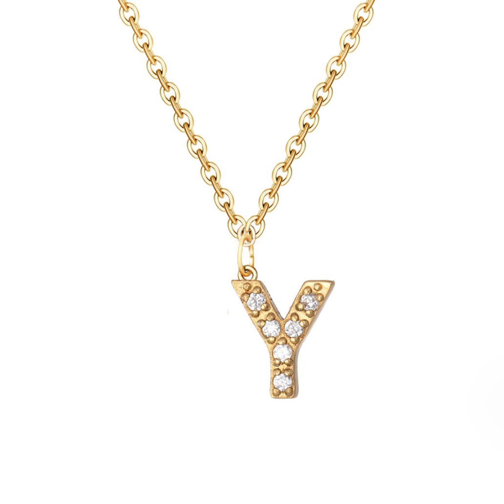 Crystal Letter Charm Necklace