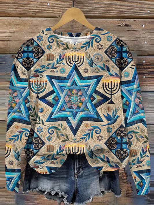 Happy Hanukkah Art Print Casual Sweatshirt