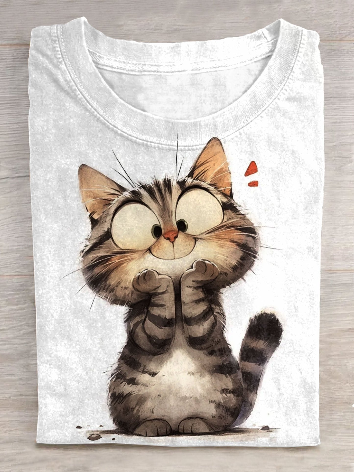 Cute Cat Art Print Casual Short Sleeve T-shirt