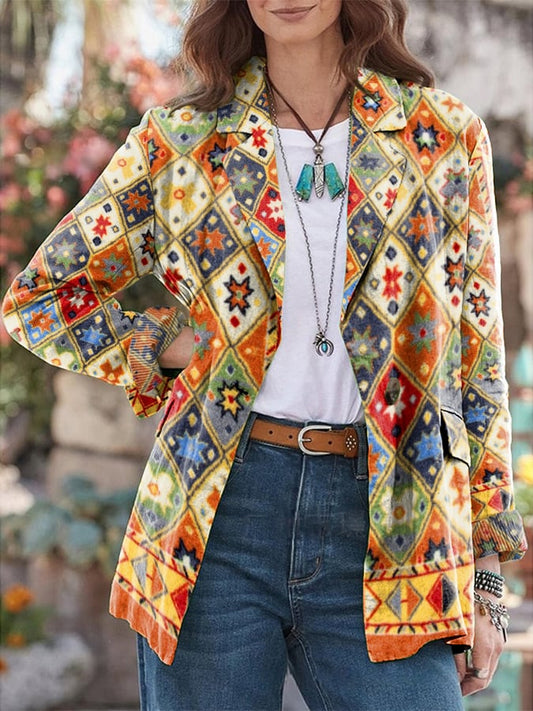 Women's Fashion Printed Vintage Blazer