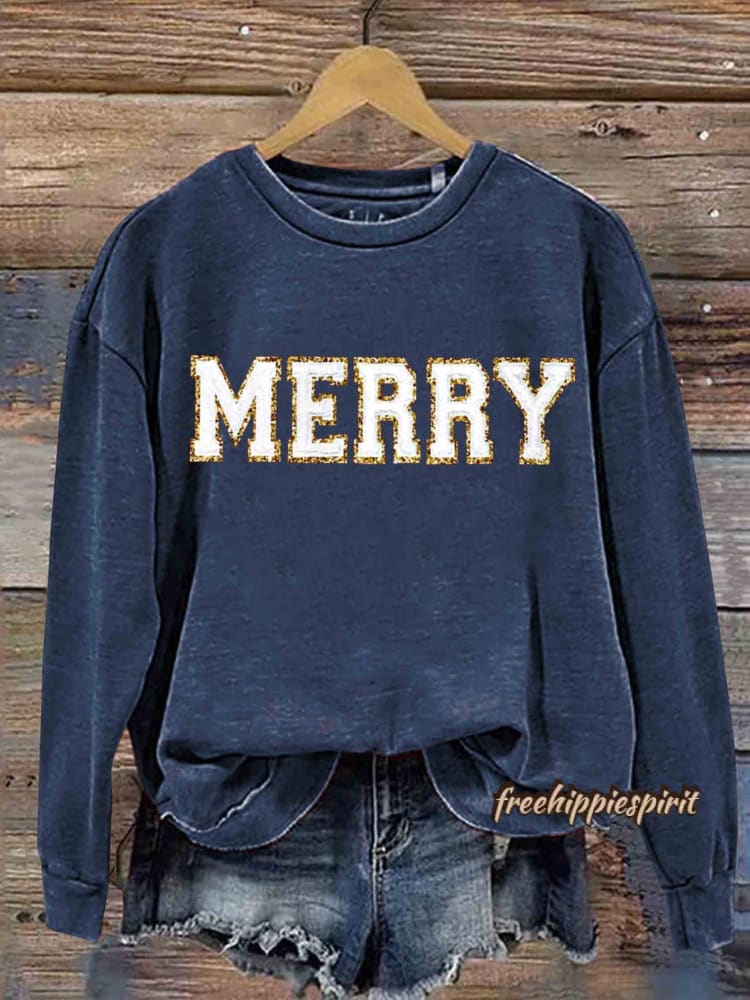 Merry Christmas Print Casual Sweatshirt